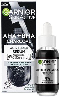 Garnier Skin Active AHA+BHA Charcoal Anti-Blemish Serum 30mL