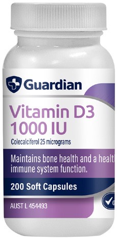 Guardian Vitamin D3 1000IU 200 Capsules