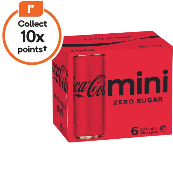 Coca-Cola Classic, Zero Sugar or Diet Soft Drink 6 x 250ml