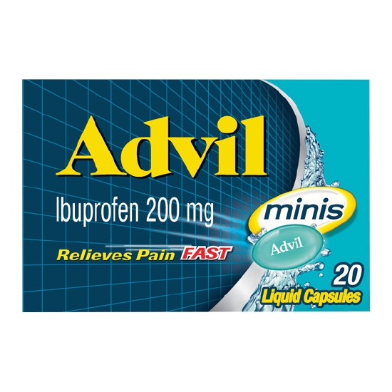 Advil Mini Liquid Ibuprofen 200mg Capsules Pk 20†
