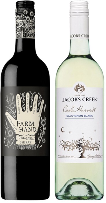 Farm Hand Organic or Jacob’s Creek Cool Harvest 750mL Varieties