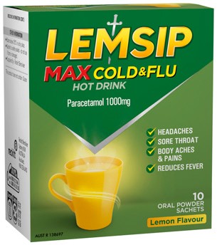 Lemsip Max Cold & Flu Hot Drink Lemon Flavour Sachets 10 Pack**