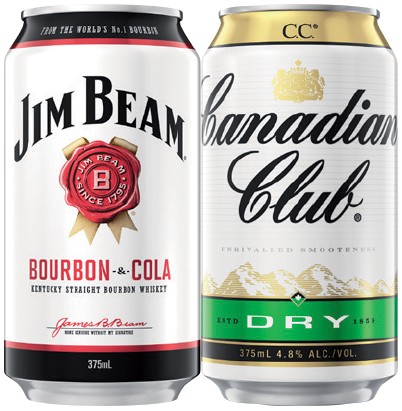 Jim Beam or Canadian Club 4.8% Varieties 10 Pack