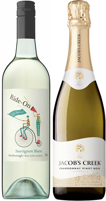 Ride On Sauvignon Blanc or Jacob’s Creek Sparkling 750mL Varieties