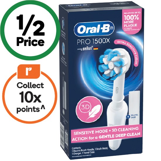 Oral-B Pro 1500X Sensitive Clean Electric Toothbrush Pk 1