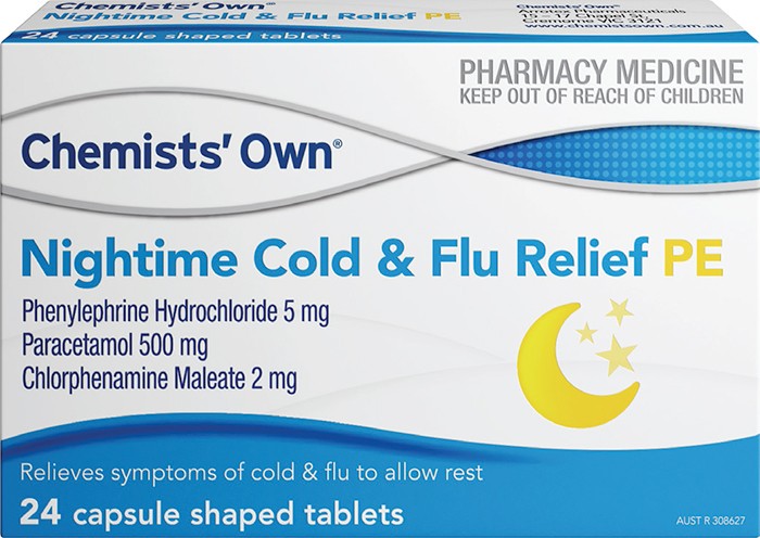 Chemists’ Own Nightime Cold & Flu Relief PE 24 Tablets^