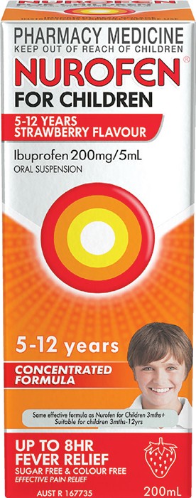 Nurofen For Children 5 - 12 Years Strawberry Flavour 200mL^