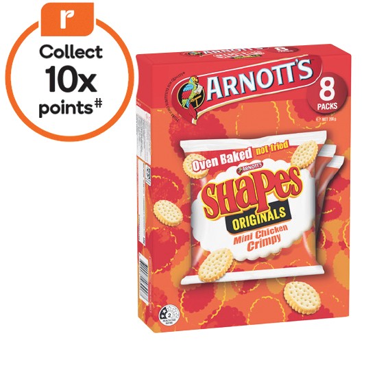 Arnott’s Shapes Mulitpack Cracker Biscuits 200g Pk 8