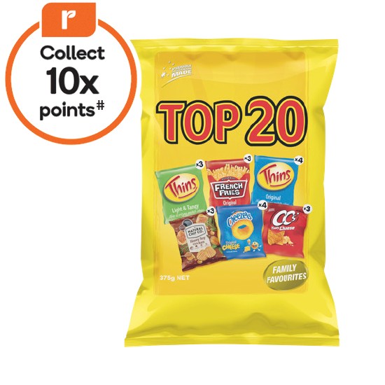 Top 20 Variety Chips Multipack Lunch Box Snacks 375g Pk 20
