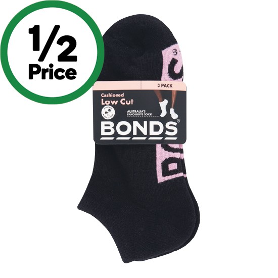Bonds Ladies’ Cushioned Low Cut Sock Assorted Pk 3
