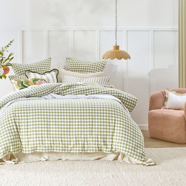 Maisie Check Sage Green Quilt Cover Set by Habitat