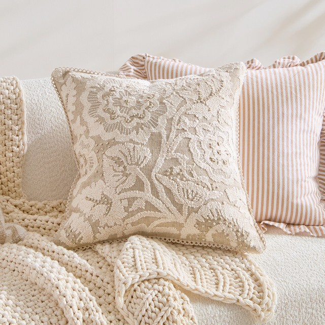Magnolia Embroidered Cushion by M.U.S.E.