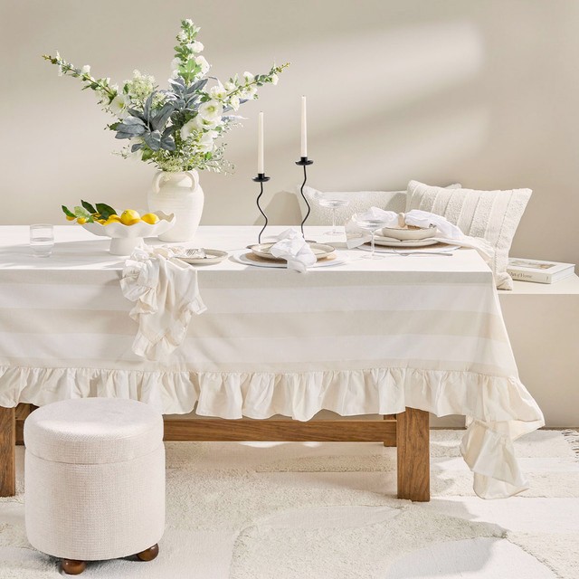 Piper Stripe Ruffle Table Cloth by Habitat