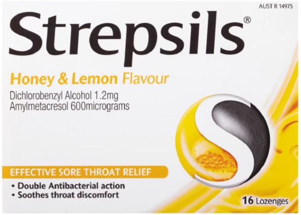 Strepsils Sore Throat Relief Honey & Lemon 16 Lozenges