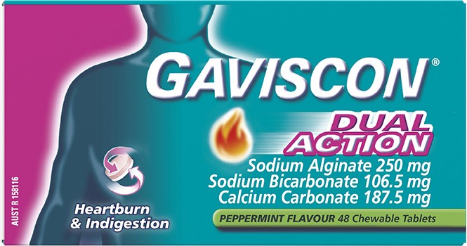 Gaviscon Dual Action Peppermint Chewable Tablets 48 Pack