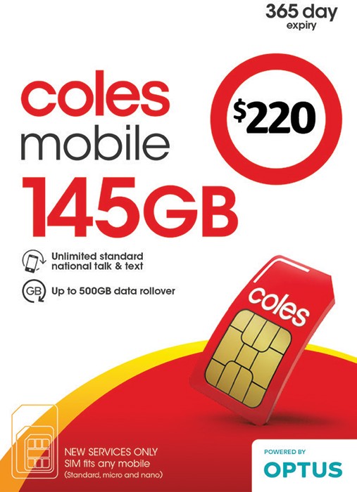 Coles Mobile $220 Prepaid SIM