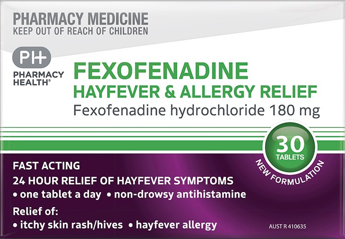Pharmacy Health Fexofenadine Hayfever & Allergy Relief 30 Tablets