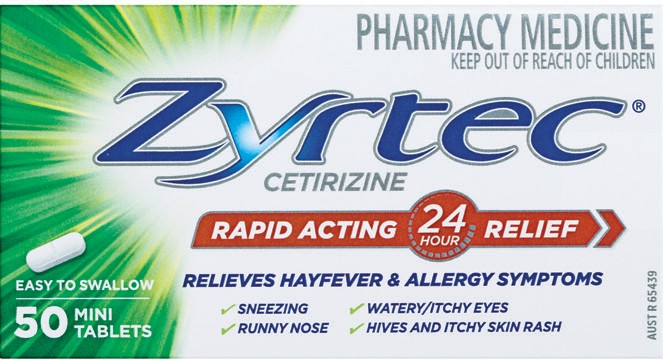 Zyrtec Cetirizine 50 Mini Tablets
