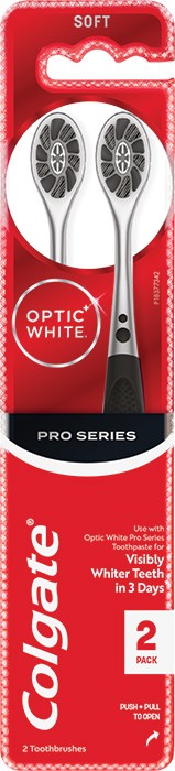 Colgate Toothbrush Optic White Pro Series Charcoal Bristles Soft 2 Pack