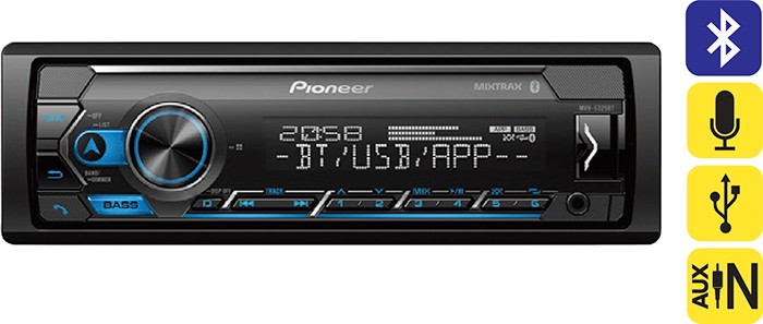 Pioneer Single Din Head Unit with Bluetooth