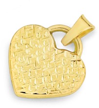 9ct Gold Two Tone 12mm Diamond-Cut Reversible Heart Pendant