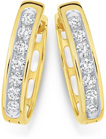 Alora 10ct Gold 1/3 Carat TW Lab Grown Diamond Channel Set Huggie Earrings