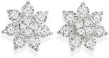 9ct Two Tone Gold Diamond Flower Cluster Stud Earrings