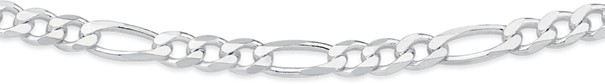 Italian Sterling Silver Bevelled 3+1 45cm Solid Dia-Cut Figaro Chain