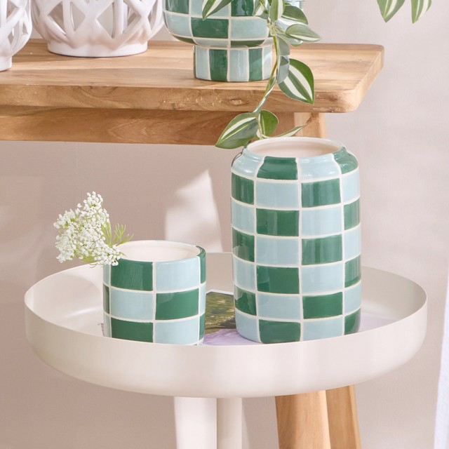 Charlie Green Check Vase by M.U.S.E.
