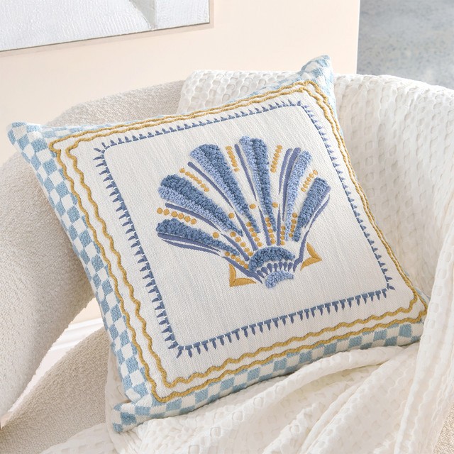 Maren Shell Embroidered Square Cushion by M.U.S.E.