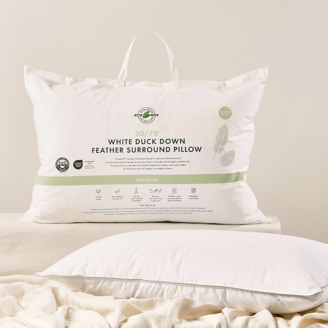 30/70 Duck Down Feather Surround Medium Pillow by Greenfirst®