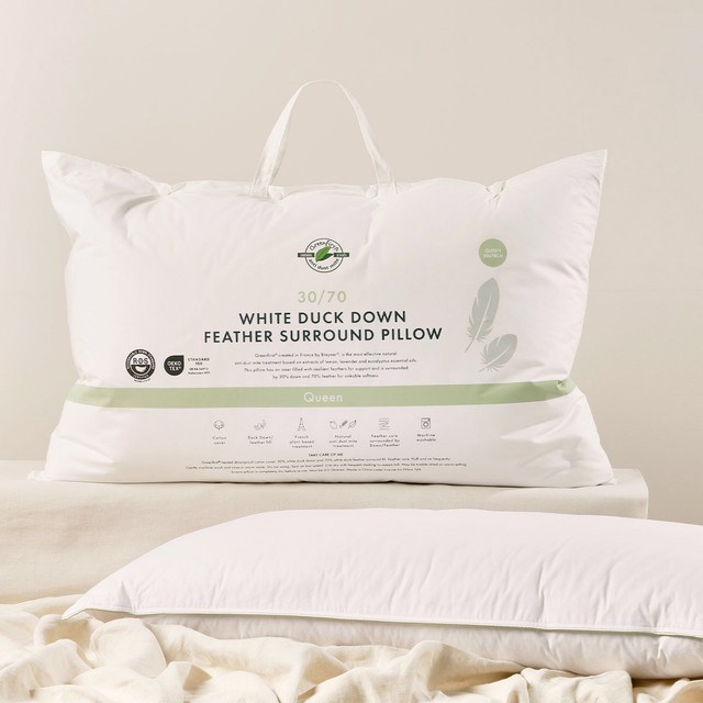 30/70 Duck Down Feather Surround Queen Pillow by Greenfirst®