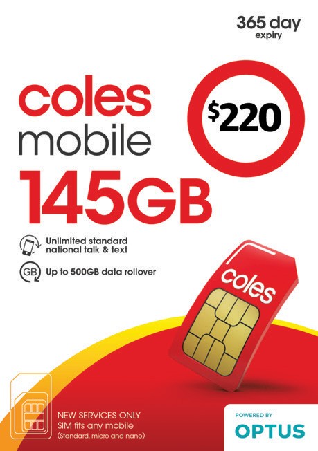 Coles Mobile $220 Prepaid SIM