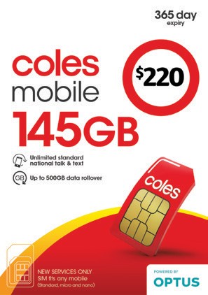 Coles Mobile $220 Prepaid SIM