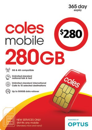 Coles Mobile $280 Prepaid SIM