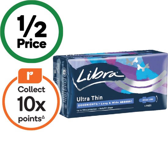 Libra Goodnights Ultra Thin Long & Wide Pads Pk 6