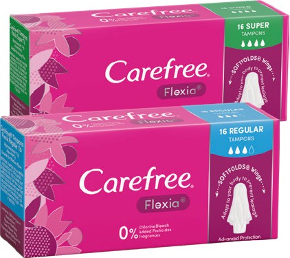 Carefree Flexia Regular or Super Tampons 16 Pack*