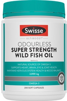 Swisse Ultiboost Odourless Super Strength Wild Fish Oil Capsules 200 Pack