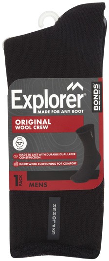 Bonds Men's Explorer Wool Socks 1 Pack