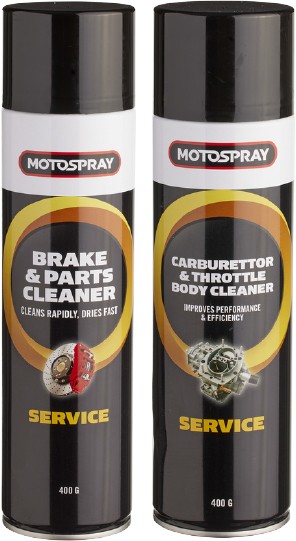 Motospray Brakes & Part Cleaner 400g and Carburettor & Throttle Body Cleaner 400g