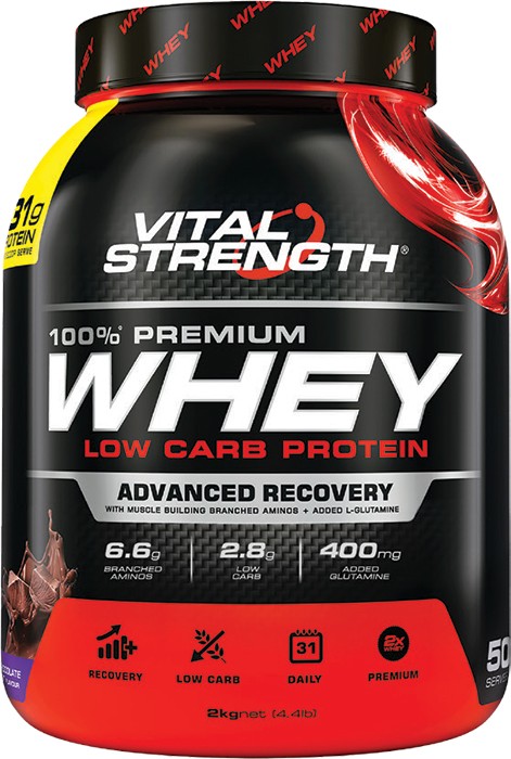 Vital Strength 100% Premium Chocolate Whey Low Carb Protein 2kg*