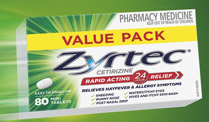 Zyrtec 10mg 80 Tablets*