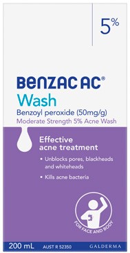 Benzac AC Moderate Strength 5% Acne Wash 200mL