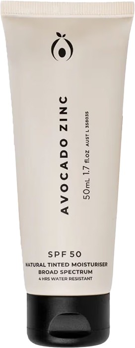Avocado Zinc Natural Tinted Moisturiser Light SPF50 50ml