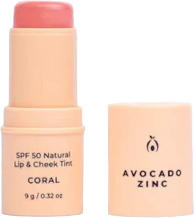 Avocado Zinc SPF50 Natural Lip & Cheek Tint - Coral 9g