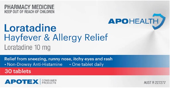 Apohealth Loratadine Hayfever & Allergy Relief 30 Tablets