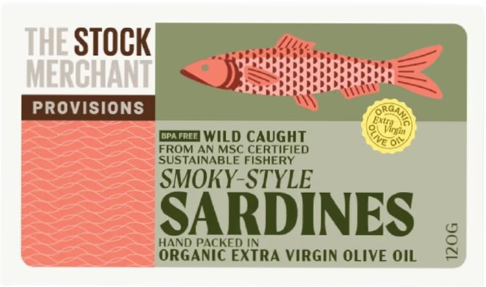 The Stock Merchant MSC Smoked Sardines in Extra Virgin Olive Oil 120g