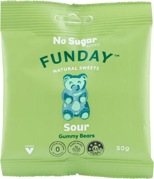 Funday No Sugar Gummy Bears Sour 50g