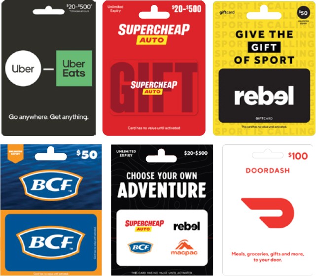10% off on Uber / Uber Eats, Supercheap Auto, Rebel, BCF, Adventure and Doordash Gift Cards