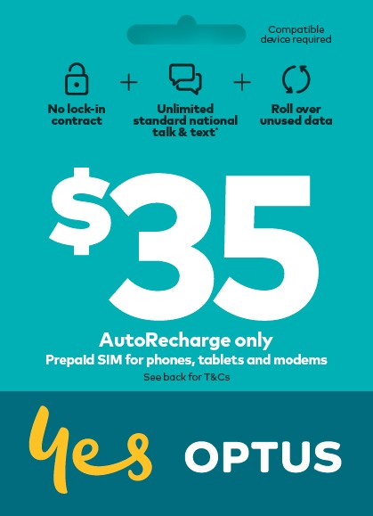 Optus $35 AutoRecharge only Prepaid SIM Starter Kit